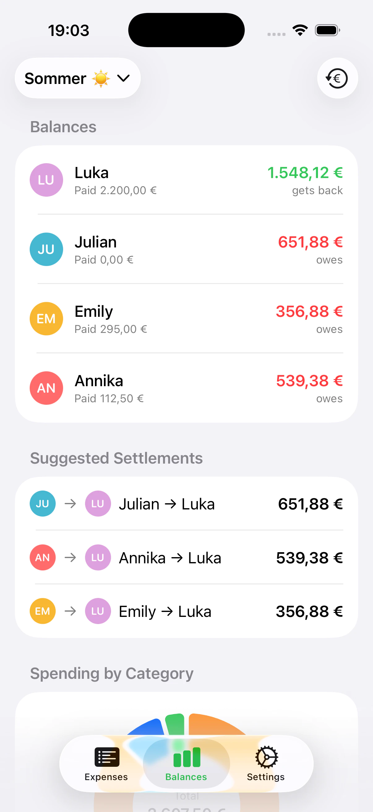 Balance tracking UI